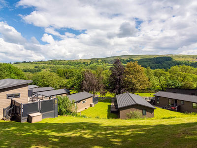 Aysgarth Lodges with the hills in the background - what a view!